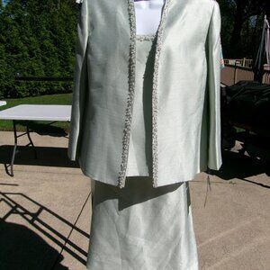 NWT KASPER EVENING LT GREEN DRESSY 3PC SKIRT SUIT 14